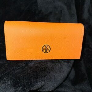 Tory Burch Orange Sunglasses Holder Case CASE ONLY Foldable Secure Case